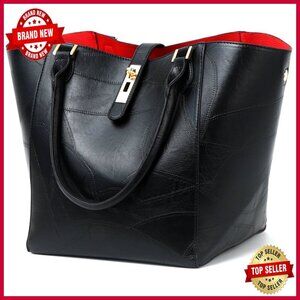Large Work Tote Bag for Women, PU Leather, Spacious Travel Shoulder Bag